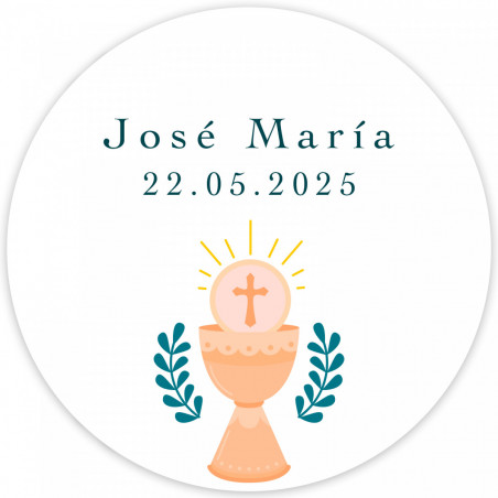 Bougie aromatique avec carte personnalisée au design calice pour les détails de la première communion