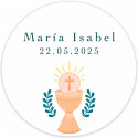 Bougie aromatique avec carte personnalisée au design calice pour les détails de la première communion