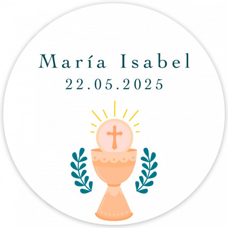 Bougie aromatique avec carte personnalisée au design calice pour les détails de la première communion