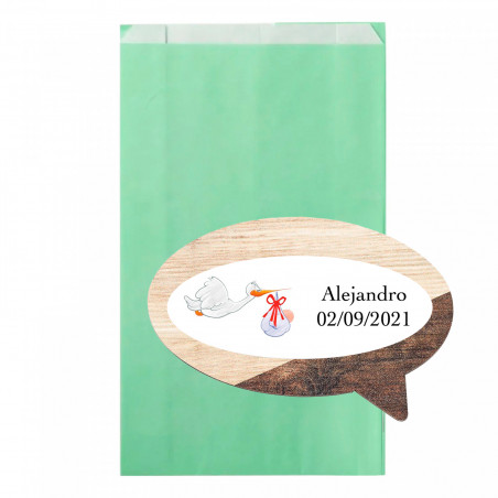 Aimant en bois avec adhésif personnalisé sur enveloppe pour détails du baptême