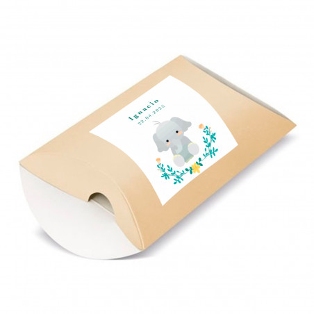 Etui kraft pour détails de baptême avec adhésif personnalisé