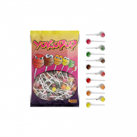 Pompero avec capuchon coeur et sucettes dans enveloppe avec adhésif personnalisable pour plus de détails
