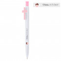 Stylo personnalisé pour baptême avec croix rose et détail d'ange fille en vinyle transparent