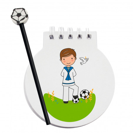 Carnet de première communion garçon avec crayon football pour plus de détails