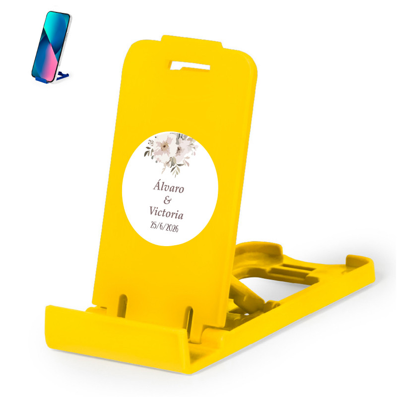 Support pour mobile avec adhésif 5cm fleurs personnalisable pour détails