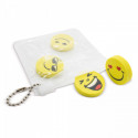 Gommes à effacer en forme d'emojis dans une trousse avec adhésif personnalisable pour des détails