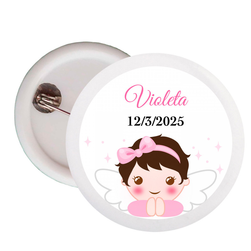 Badge avec adhésif design ange pour détails de baptême