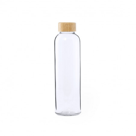 Flacon en verre avec bouchon à vis en bambou avec adhésif personnalisable pour plus de détails