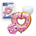 Ensemble de ballons en foil en forme de cœur donuts iloveyou pour décorer