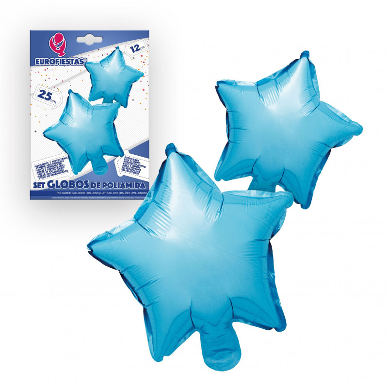 Set de ballons en foil étoiles bleues 2 unités pour décorer des événements