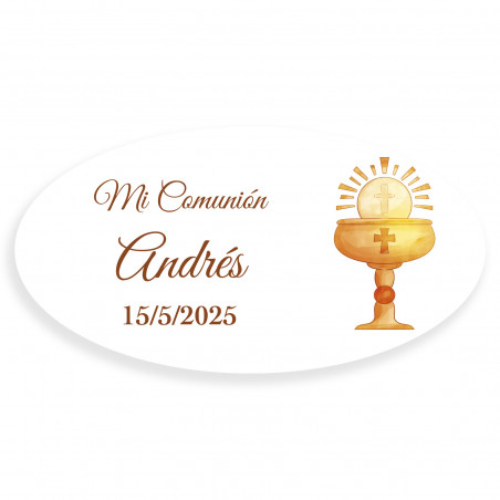 Autocollant de communion ovale calice personnalisé pour plus de détails