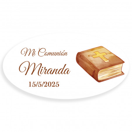 Autocollant de communion ovale Bible personnalisé pour les détails