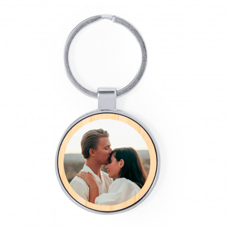 Porte-clés en métal avec photo adhésive de 3 cm pour plus de détails