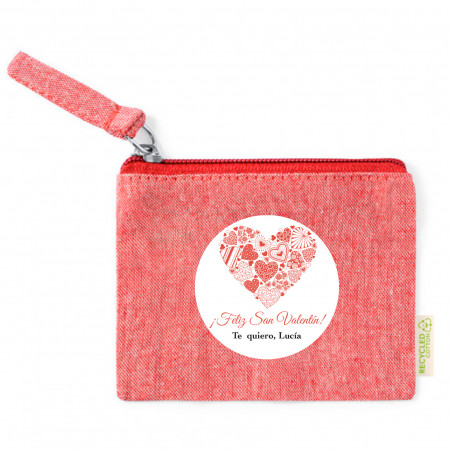 Portefeuille rouge avec autocollant romantique pour les détails