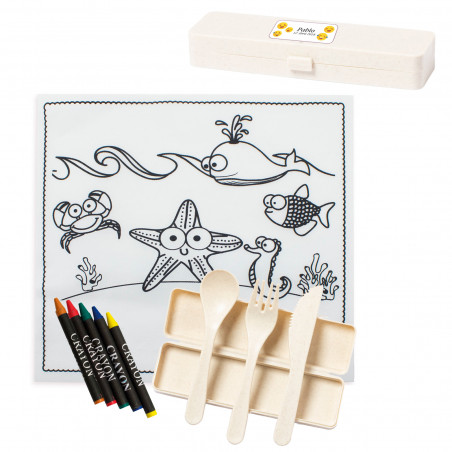 Nappe à colorier et couverts réutilisables personnalisés pour enfants