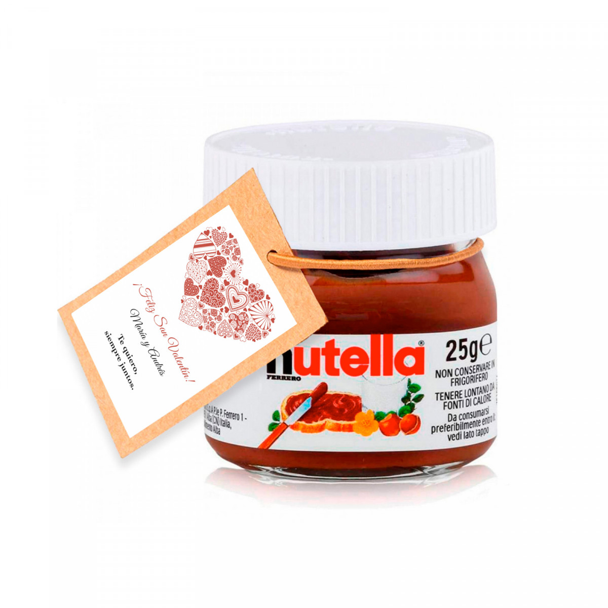 Nutella 25 gr. avec étiquette personnalisable pour des détails romantiques
