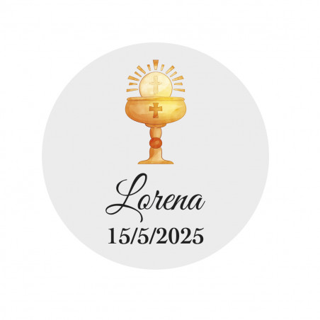 Autocollant de communion 2cm calice personnalisé fond transparent
