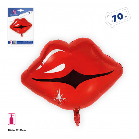 Ballon en foil en forme de baiser, lèvres rouges 70 cm pour les célébrations