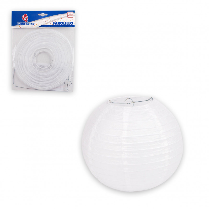 Lanterne ronde en papier blanche de 20 cm pour décoration