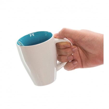 Tasse en céramique avec petite cuillère bleu ciel personnalisée avec un autocollant de bébé pour les baptêmes