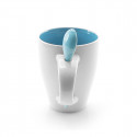 Tasse en céramique avec petite cuillère bleu ciel personnalisée avec un autocollant de bébé pour les baptêmes