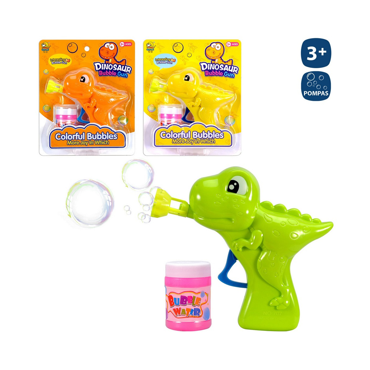 Pistolet à bulles par friction dinosaure pour enfants