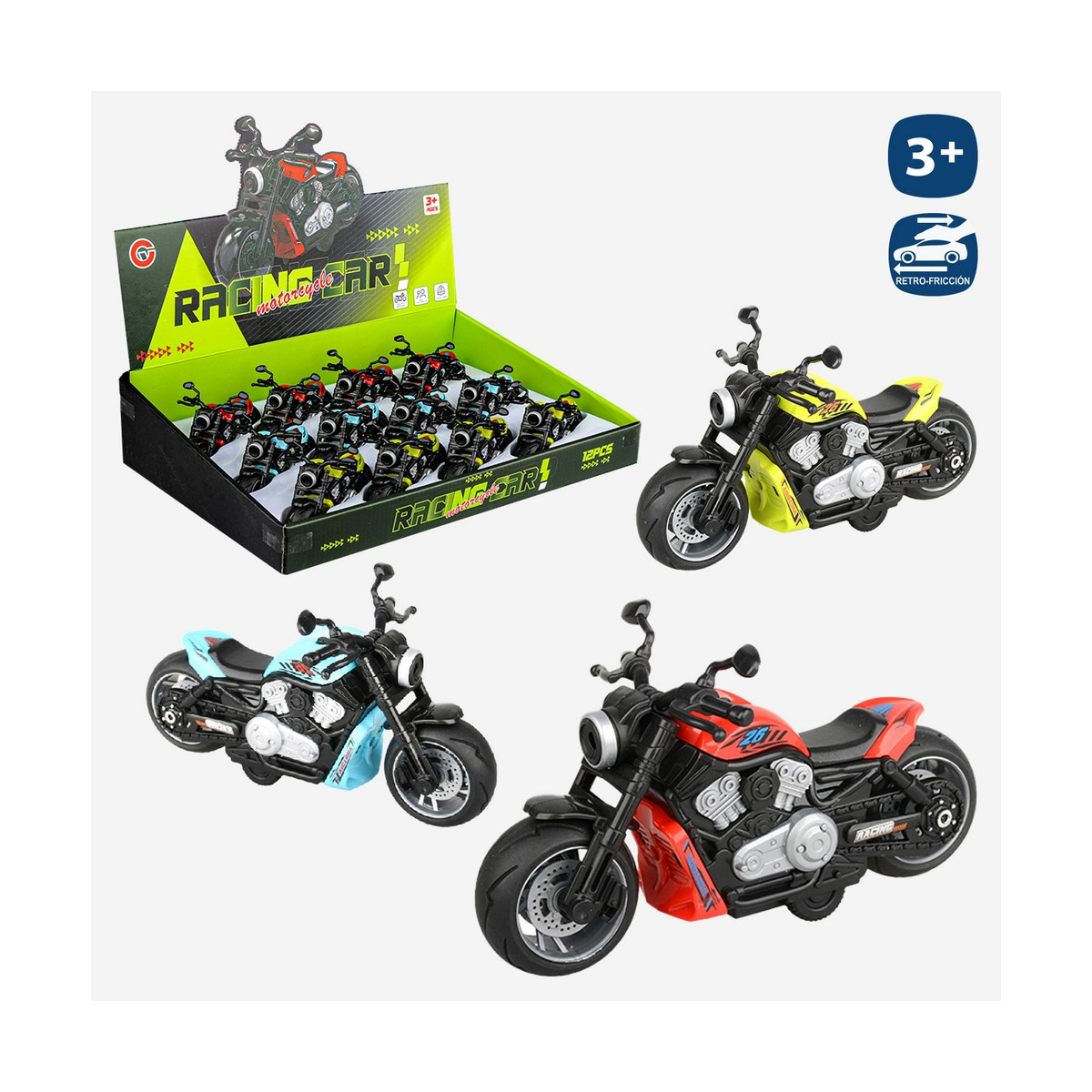 Moto jouet à friction pour détails