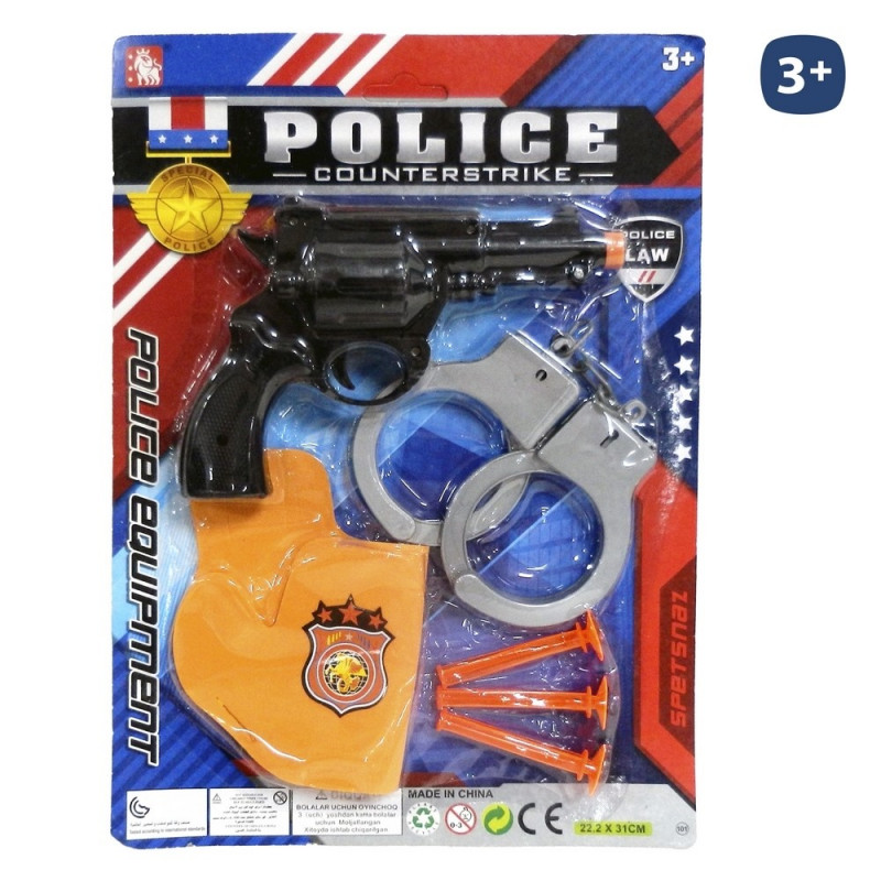 Pochette menottes et fléchettes de police pour les détails