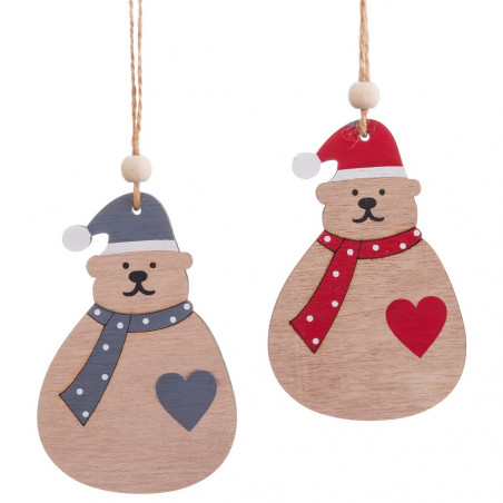 Pendentif ours en bois pour décoration de noël