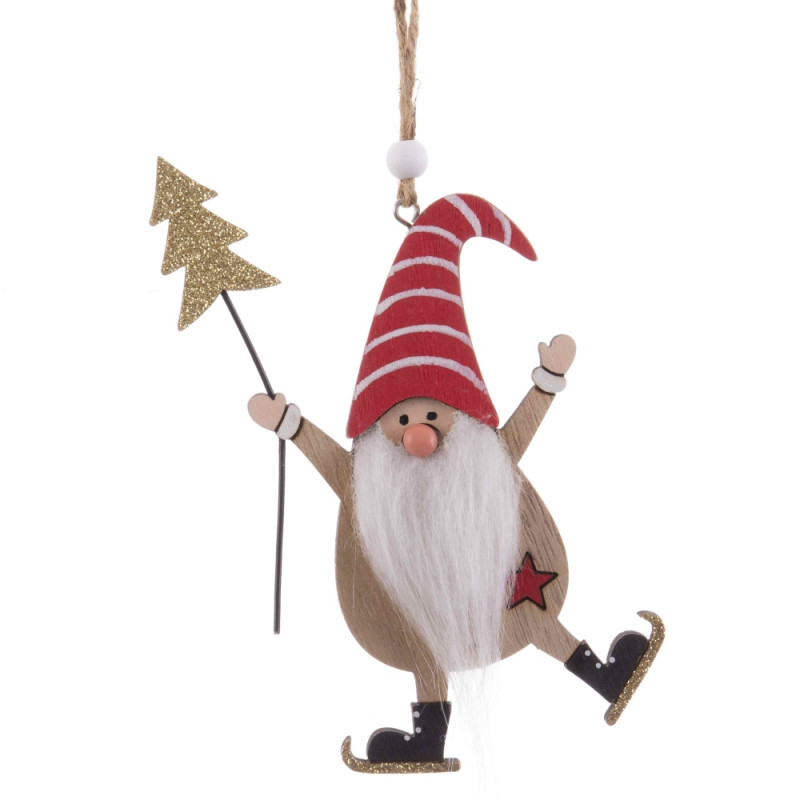 Pendentif père Noël en bois pour décoration de Noël