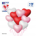 Ballons cœur rouges, roses et blancs, 12 unités pour décorer