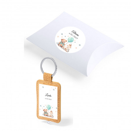 Porte-clés en liège avec lampe de poche pour un cadeau de baptême