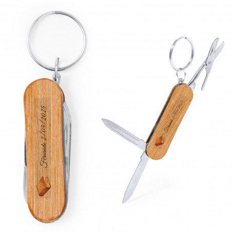 Couteau multifonction personnalisé pour la première communion avec manche en bois gravé
