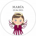 Porte-monnaie en coton avec autocollant de 5 cm design ange pour les détails de baptême fille