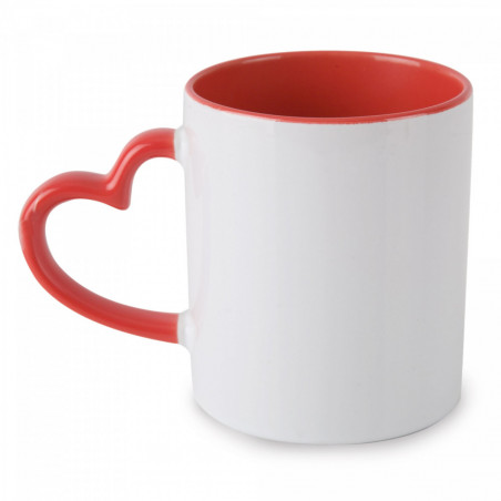 Châle bordeaux en tasse avec anse en forme de cœur et adhésif romantique pour la Saint-Valentin