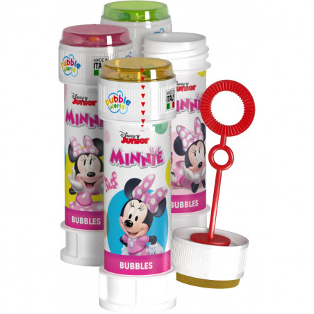 Set de coloriage avec des crayons et des feuilles avec autocollant d'anniversaire et souffleur de bulles de Minnie à offrir.