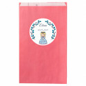 Sac kraft rose personnalisé avec autocollant pour la première communion fille