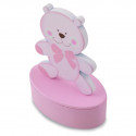 Coffret en bois en forme d'ours rose personnalisé souvenir doux pour baptême