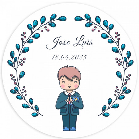 Tasse en céramique avec autocollant personnalisable pour les détails de la première communion d'un garçon