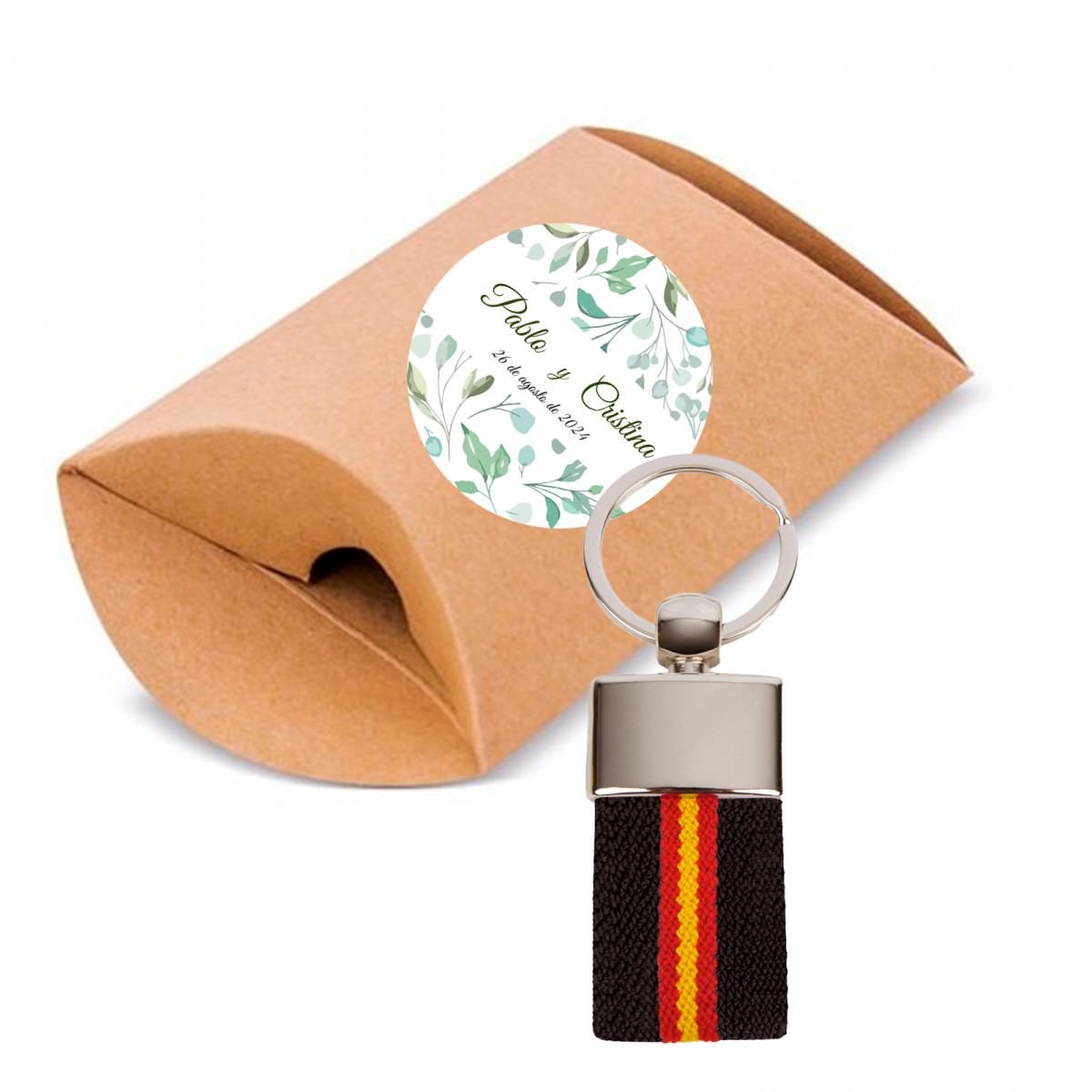 Porte-clés élégant dans un étui kraft personnalisable pour des détails