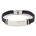 Bracelet pour homme en cuir et acier inoxydable avec boîte cadeau personnalisée