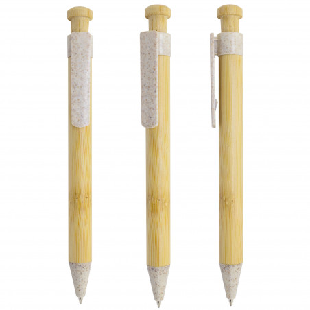 Stylo en bambou avec boîte personnalisée détail élégant et écologique pour les mariages