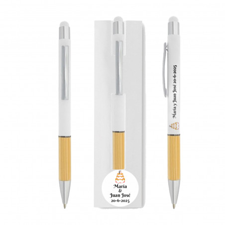 Stylo en bambou personnalisé avec étui assorti pour les détails du mariage