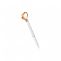 Stylo blanc avec détail en forme de cœur en diamant et finition dorée