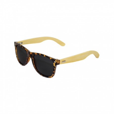 Lunettes de soleil avec monture en imitation tortue et branches en bambou naturel à offrir