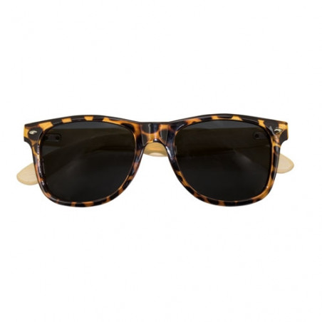 Lunettes de soleil avec monture en imitation tortue et branches en bambou naturel à offrir