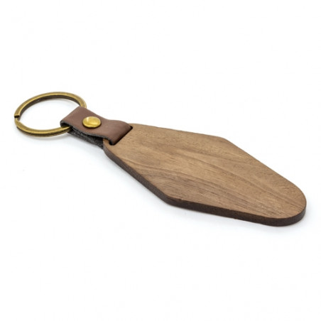 Porte clés en bois en forme de diamant