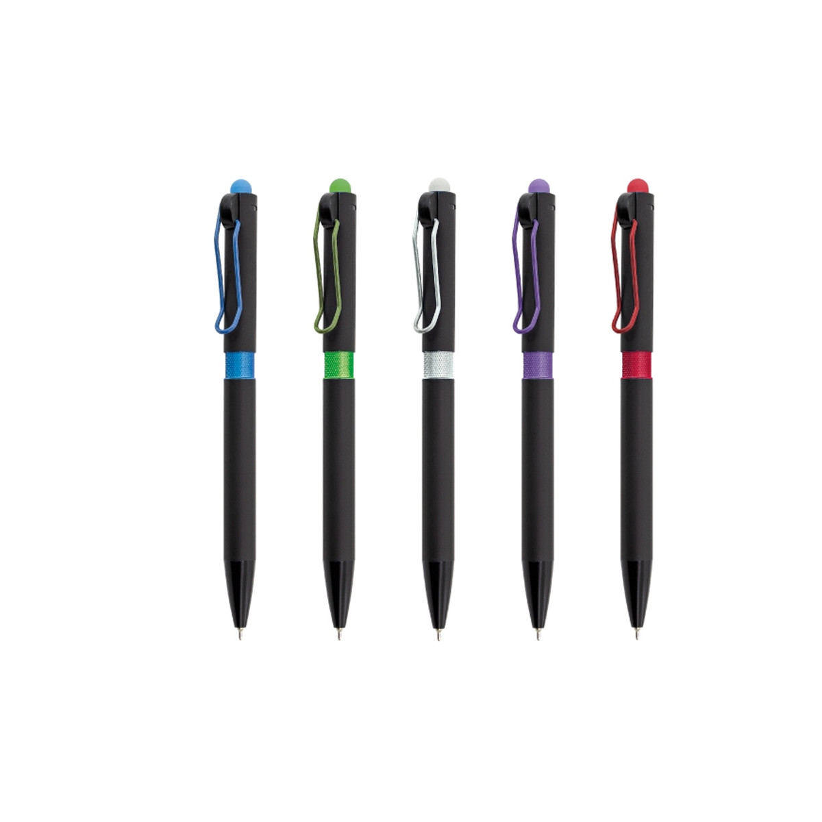 Stylo semi-gel noir avec des détails de plusieurs couleurs