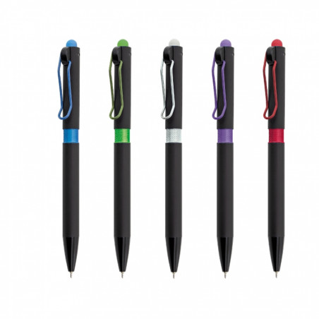 Stylo semi-gel noir avec des détails de plusieurs couleurs