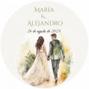 Baume à lèvres en bambou dans un étui blanc avec un autocollant romantique pour les mariés, idéal pour les cadeaux de mariage.